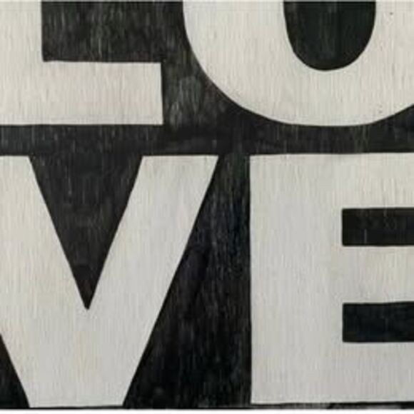 LOVE Square Wood Black & White Graphic 12x12x3/4" Sign Dorm Teen Room - Picture 3 of 4